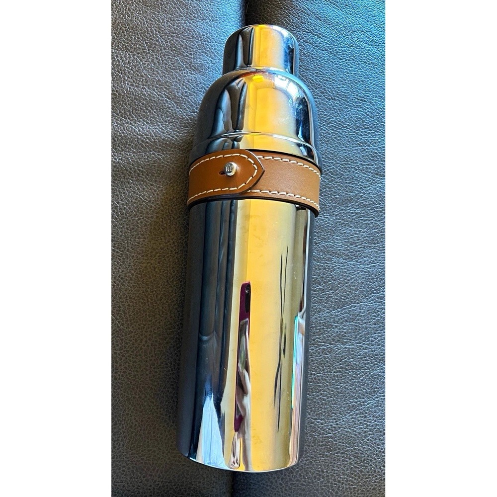 Ralph Lauren Wyatt Leather Stainless Steel Cocktail Shaker Old Money